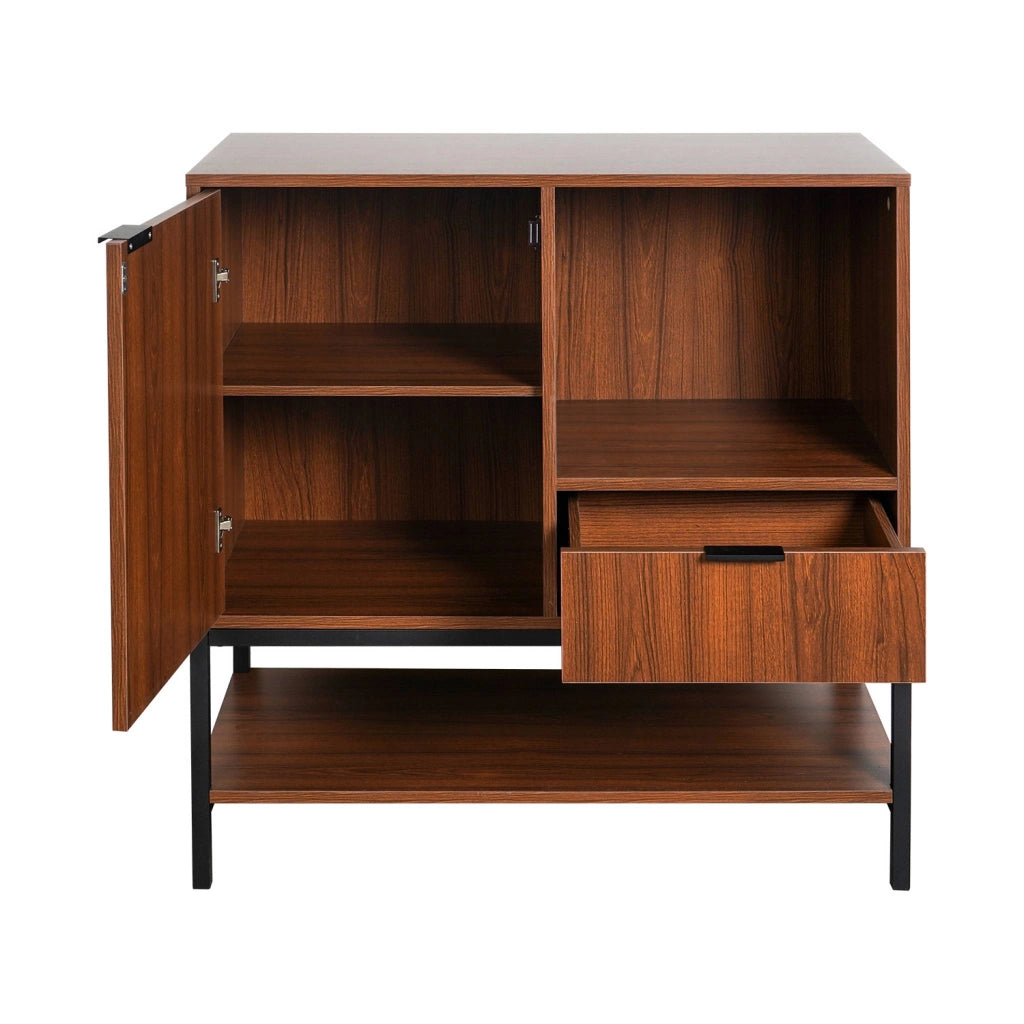 Credenza a 1 anta in legno di noce, 80cm, noce