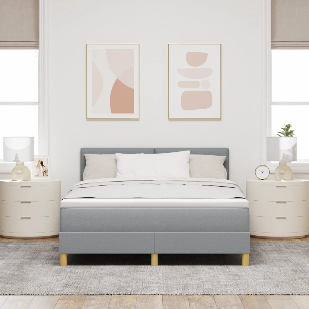 Letto a Box Spring con Materasso Grigio Chiaro 160x200 cm Tessuto