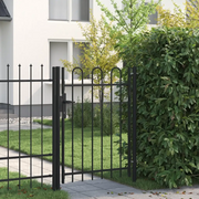 Cancello per recinzione Boxtel porta singola con parte superiore ad arco in acciaio 1x1,2 m Nero 146030