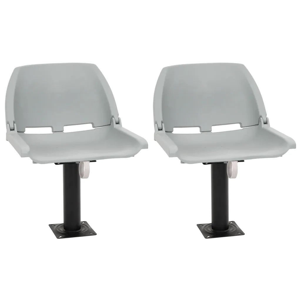 Set Sedile Barca Pieghevole 4pz Senza Cuscino Grigio 48x51x41cm