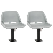 Set Sedile Barca Pieghevole 4pz Senza Cuscino Grigio 48x51x41cm