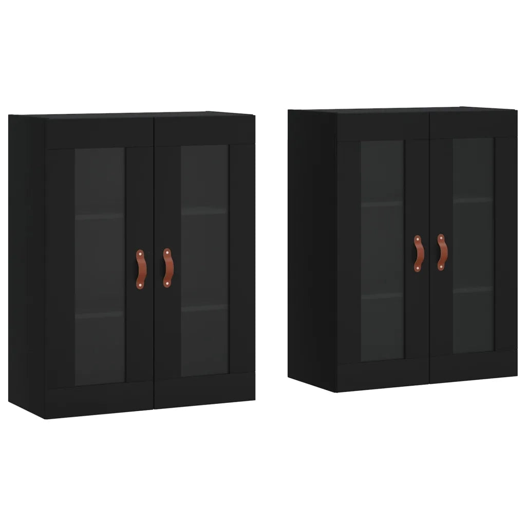 Armadietti a Parete 2 pz Neri in Legno Multistrato 3197914