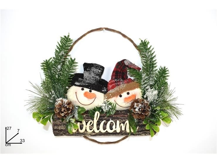Decorazione Natale Fuoriporta Pupazzi di Neve 33 x27 cm