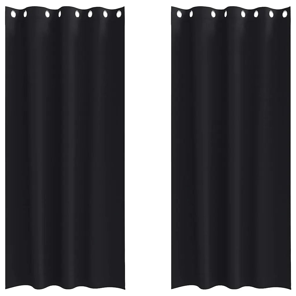 vidaXL Tende con tende 2 pcs Nero Poliestere