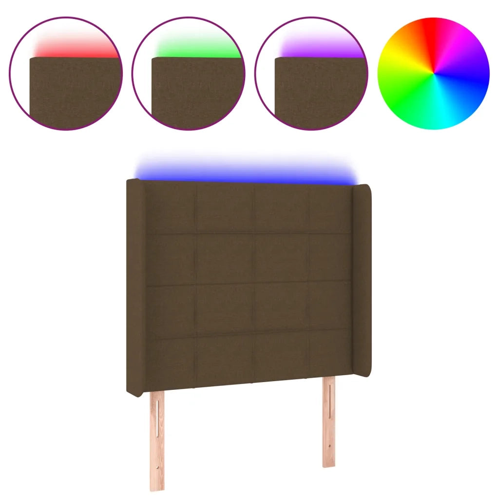 Testiera a LED-Testata con LED Marrone Scuro 93x16x118/128 cm in Tessuto 210556