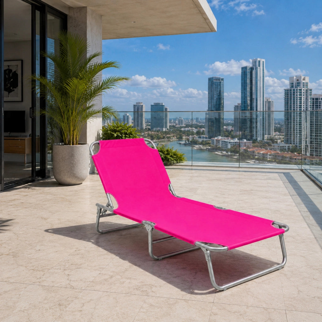 Sedia Relax Pieghevole Con Tettuccio Parasole Regolabile Schienale Reclinabile Struttura In Metallo Per Spiaggia Mare Giardino Piscina 187 X 53 X 24 Cm Rosa
