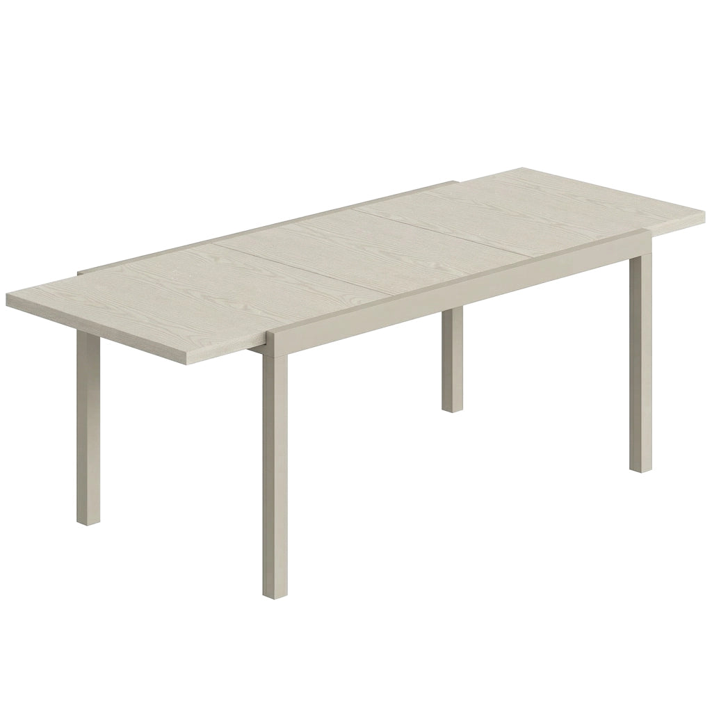 Tavolo da giardino estedibile; 154/214 x 85 cm; tavolo da pranzo in alluminio per 8-10 persone; aspetto legno; grigio chiaro