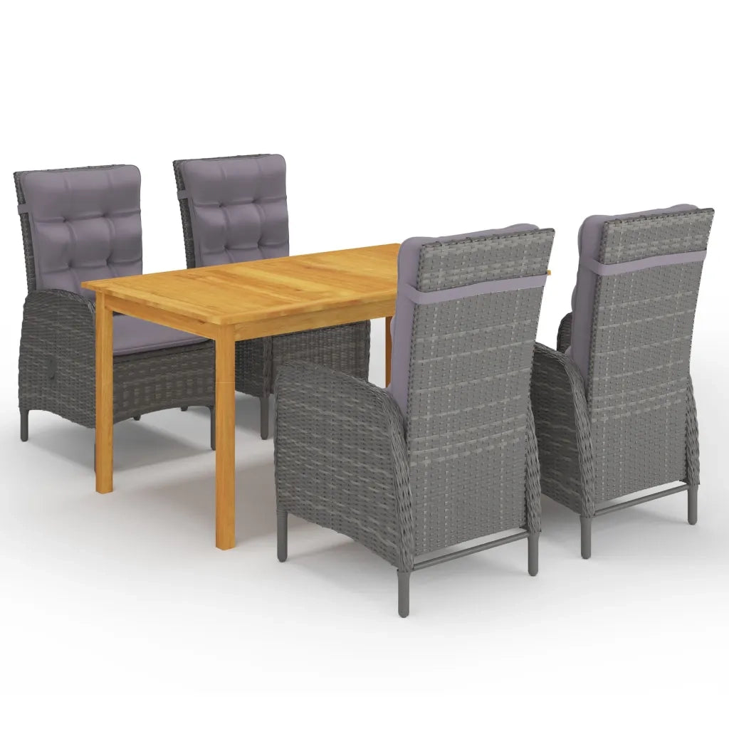Set Mobili da Pranzo per Giardino 5 pz Grigio cod mxl 51994