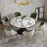 Sedia da Pranzo Ergonomica con Piedini Regolabili e Struttura Stabile, Metallo e Legno, Verde Dorato