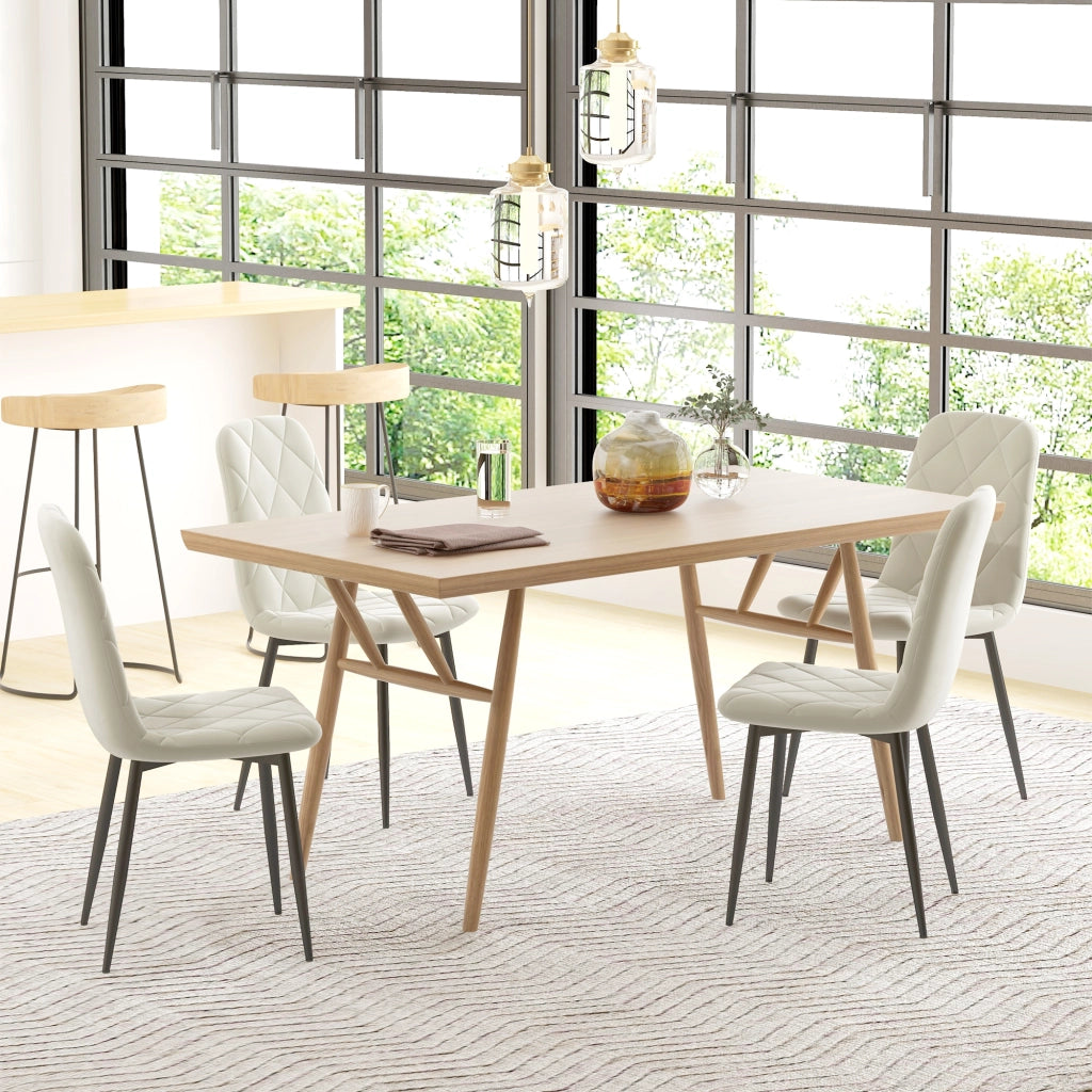 Sedia da Pranzo Imbottita con Schienale Alto ¨C Zephmum ¨C Tessuto Velluto Crema
