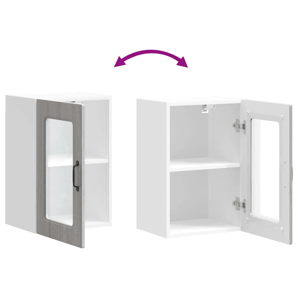 vidaXL Pensile da Cucina con Porta in Vetro Kalmar Grigio Sonoma