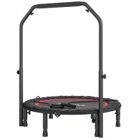Trampolino Elastico Pieghevole Ø102 cm con Manubrio Regolabile, Telaio in Acciaio, Rosso e Nero