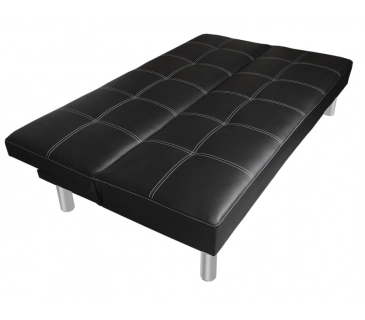 Divano letto 3 posti, reclinabile in ecopelle nero 180x92cm Sicorage Soffy