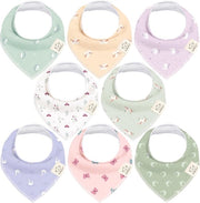 Set di 8 asciugamani per bambini in bandana unisex, asciugamani per bambini superassorbenti, asciugamani per bambini in cotone biologico, asciugamani per bambini, asciugamani per bambini contro il pianto (Lunaris)