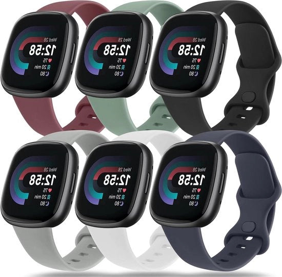 Cinturino sportivo in silicone morbido per donne e uomini (APack S) - Adatto per Fitbit Versa 3/4 Sense/Sense 2 - Cinturino sportivo di ricambio con 2 parole chiave aggiuntive