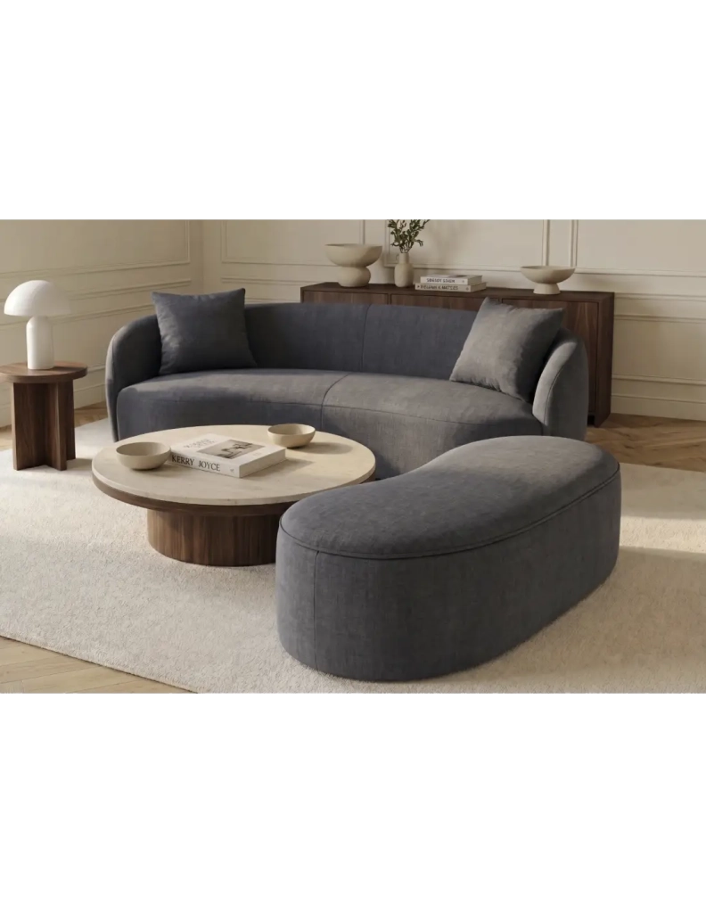 Pouf contenitore NYJY in velluto – Grigio grafite – 120 x 40 x 50 cm
