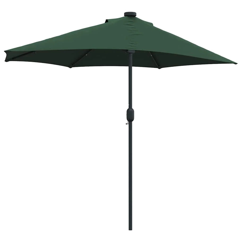 Ombrellone da giardino pieghevole moderno con LED solari 294 x 150 x 223 cm poliestere verde 02_0058659