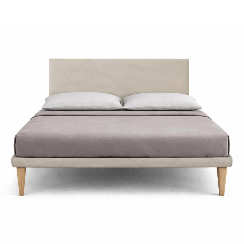 Letto imbottito Matrimoniale 180x200 cm Flat - Con rete,Microfibra,Sabbia