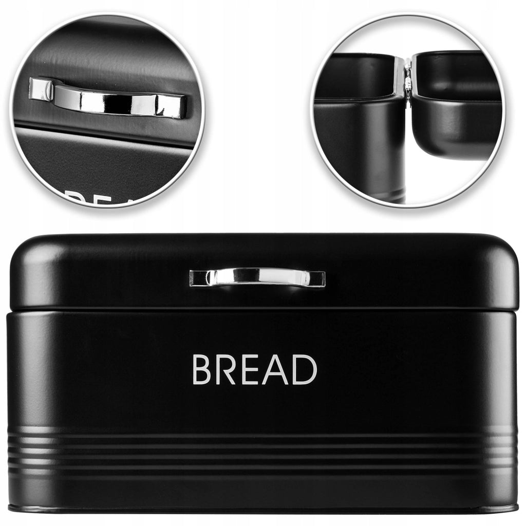 Contenitore per il pane KADAX in metallo nero, grande e moderno, ideale per panini e pane.