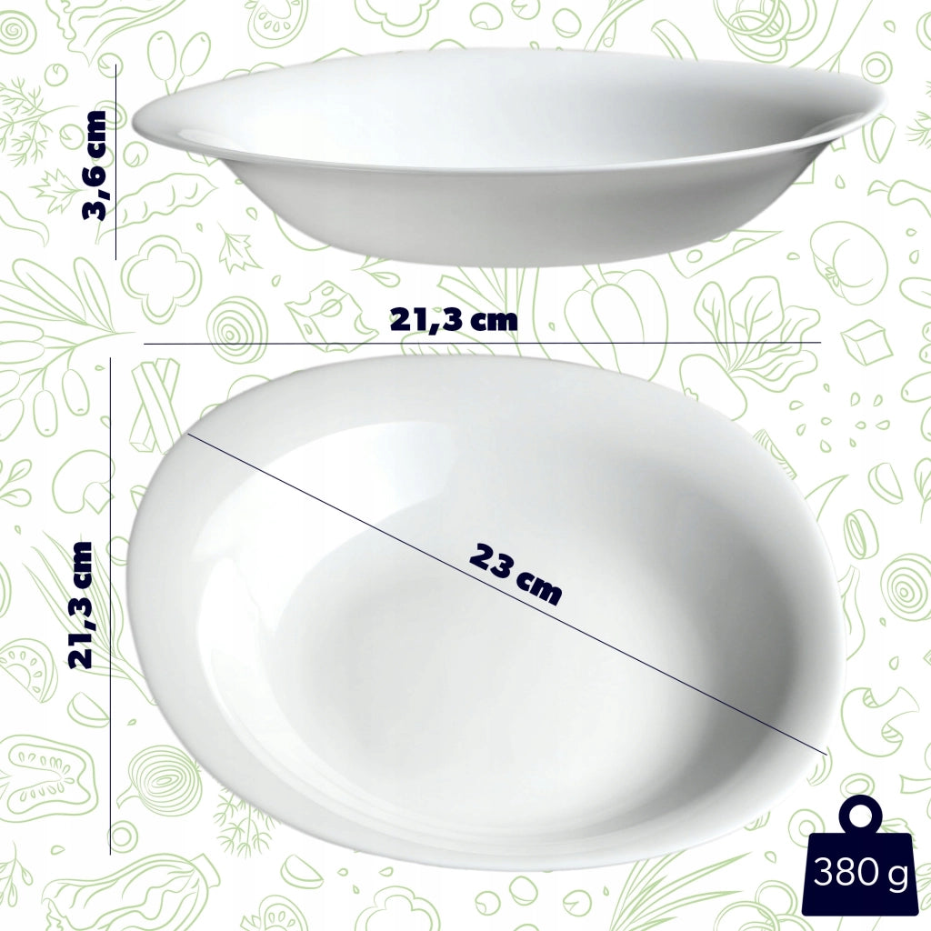 Piatto fondo KADAX 23 cm per zuppa, vetro bianco, piatti grandi in vetro