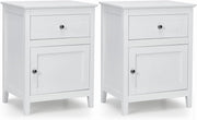Set di 2 comodini in legno a 3 ripiani, comodino con cassetto e porta, portata di 45 kg, comodino salvaspazio per soggiorno e camera da letto, 5 colori, 48 x 38 x 63,5 cm