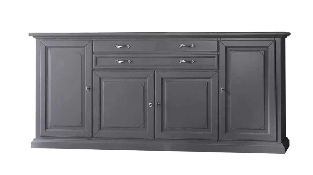 Madia credenza in legno massello 4 ante grigio opaco l.245 p.52 h.110 - Mobili 2G