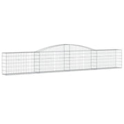 Cesto gabbione recinzione a gabbia muro di contenimento ad arco 400 x 30 x 60/80 cm ferro zincato argento 02_0040081