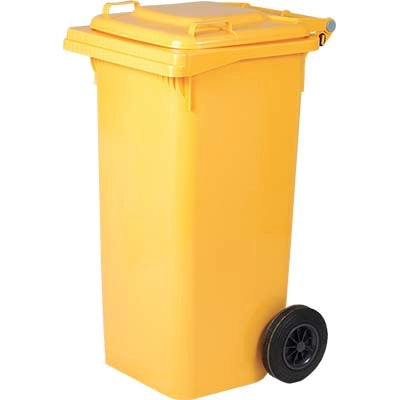 BIDONE QUADRO NETTEZZA URBANA CON RUOTE LT.240  cm.72x58x106h  giallo    ICS