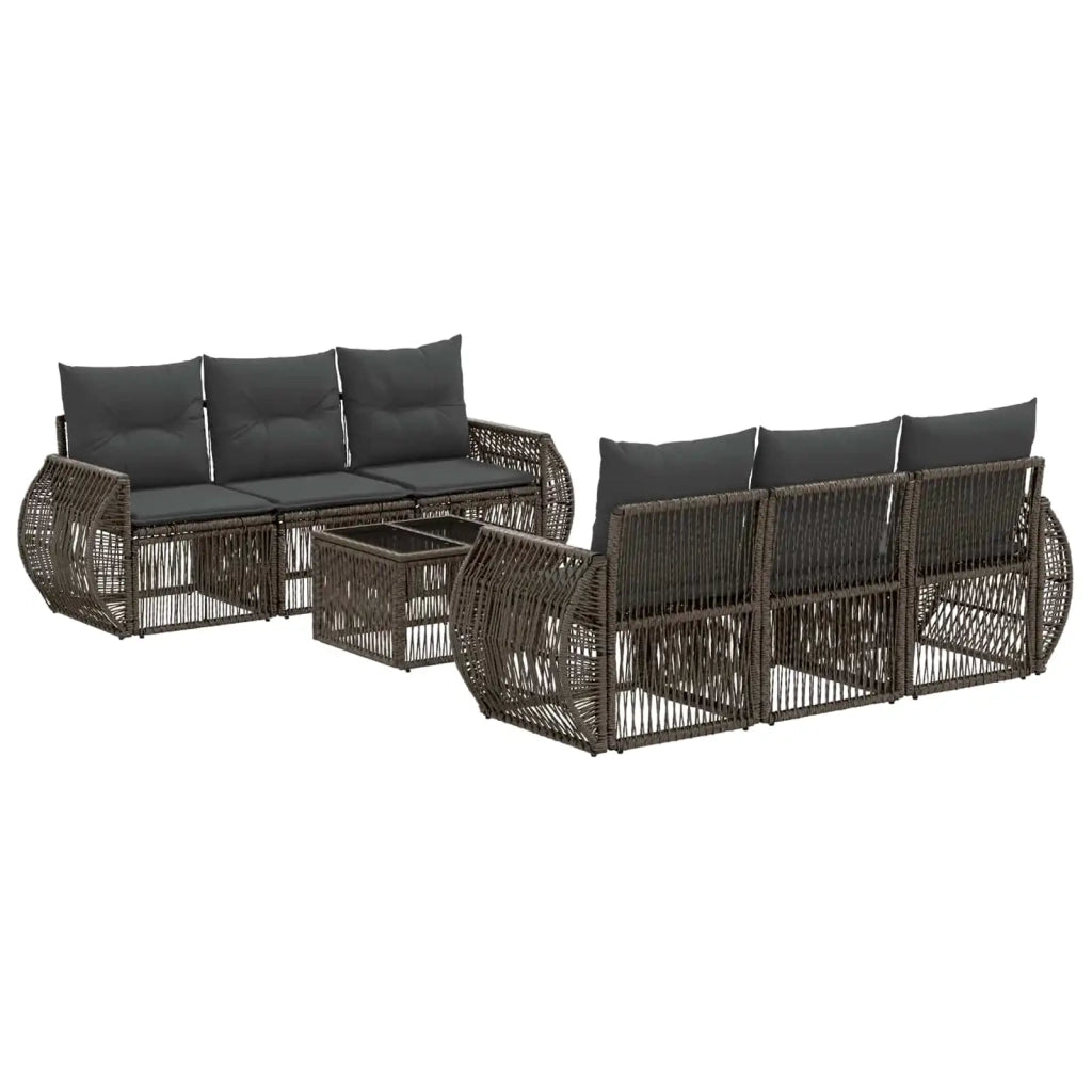 Set Divano da Giardino 7 pz Grigio polyrattan 3435350
