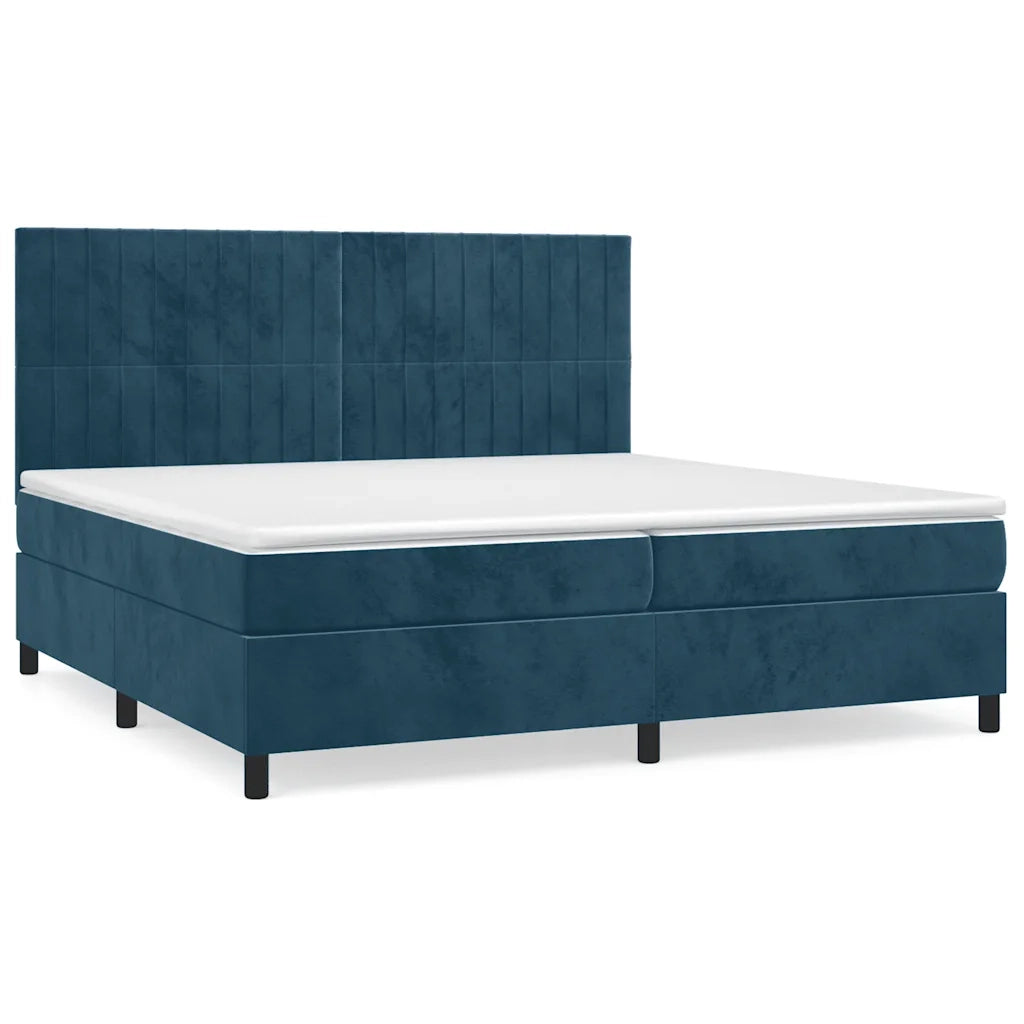 Giroletto a Molle con Materasso Blu Scuro 200x200 cm in Velluto 3143167