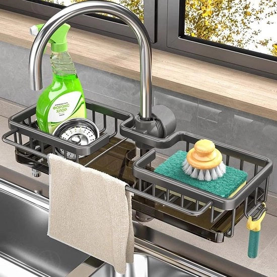 Organizzatore per la vasca da doccia - Vasca da doccia per cucina vasca da bagno con rubinetto e supporto per saponetta