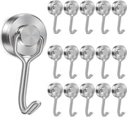 16 Haken Magnetici per Cucina e Ufficio - Portata fino a 12 kg, Rotativi e Versatili
