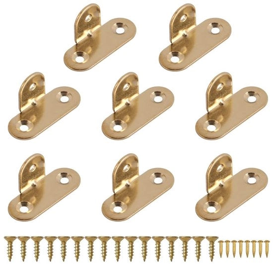 Cassetti di rinforzo 90 Gradi - 8 pezzi - Cassetti T - Cassetti L zavorrati - Messing - Rafforzamento delle connessioni mobili - Resistente alla corrosione - Rafforzatore di mobili