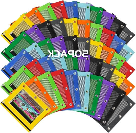 Pouch per Pastelli con Chiusura a Cerniera per Organizzatore a 3 Anelli - Custodia Colorata per Pastelli per Scuola - Pouch Utile per Classe e Docente