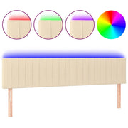 Testiera | Testata a LED Crema 200x5x78/88 cm in Tessuto