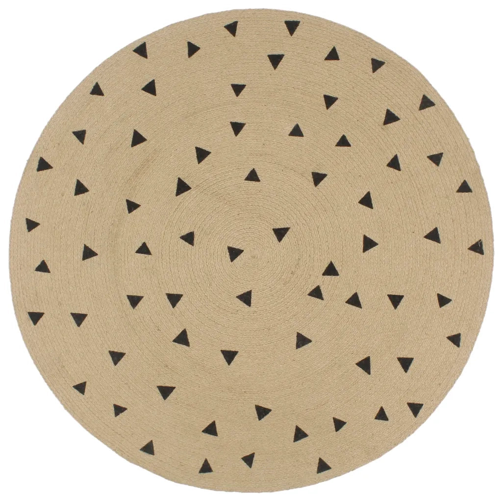 Tappeto Lavorato a Mano in Juta con Stampa a Triangoli 150 cm cod mxl 69643