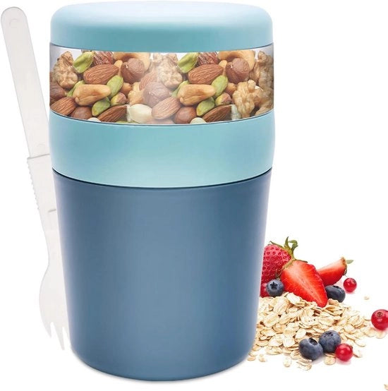 Porta Muesli 500 ml con Coperchio - Biberon di Yogurt senza Leci per Bambini e Adulti - Ideale per Colazione, Scuola e Viaggi