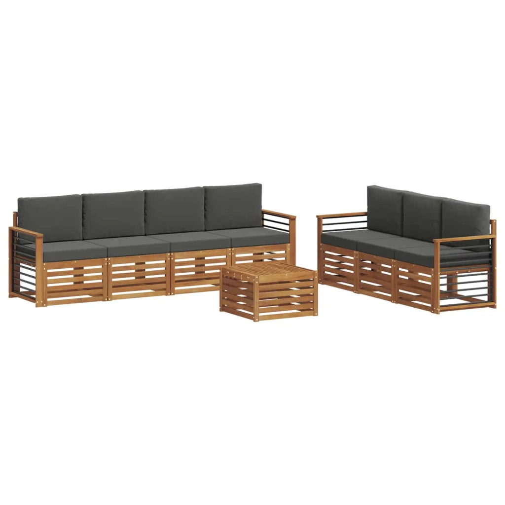 Set divani 8 pcs Naturale e Antracite Legno di Acacia Massello 3374502