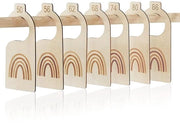 Hanger per bambino in legno, set da 7 pezzi, misuratore di altezza 50-86 cm, design arcobaleno, prodotto sostenibile, ideale per abiti da bambino