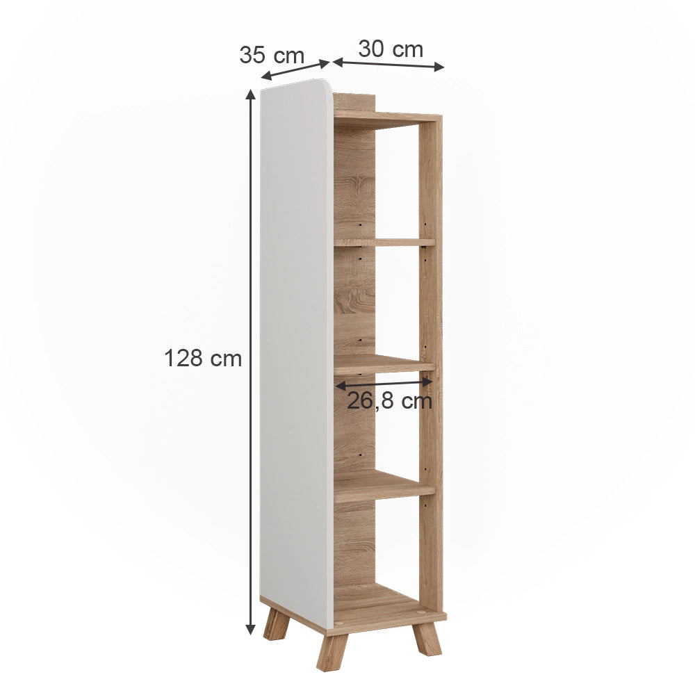 Vicco Mensola da bagno Sonoma/Bianco 30 x 128 cm con 4 scomparti