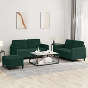 Set di Divani 3 pz Verde Scuro in Velluto