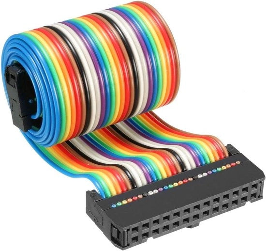 Cavo flexibile a 26 conduttori, schema a arcobaleno multicolore, 43 cm di lunghezza, 2,54 mm.