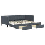 Divano letto | Sof¨¤ letto | Letto singolo Estraibile Cassetti Grigio Scuro 90x190cm Velluto