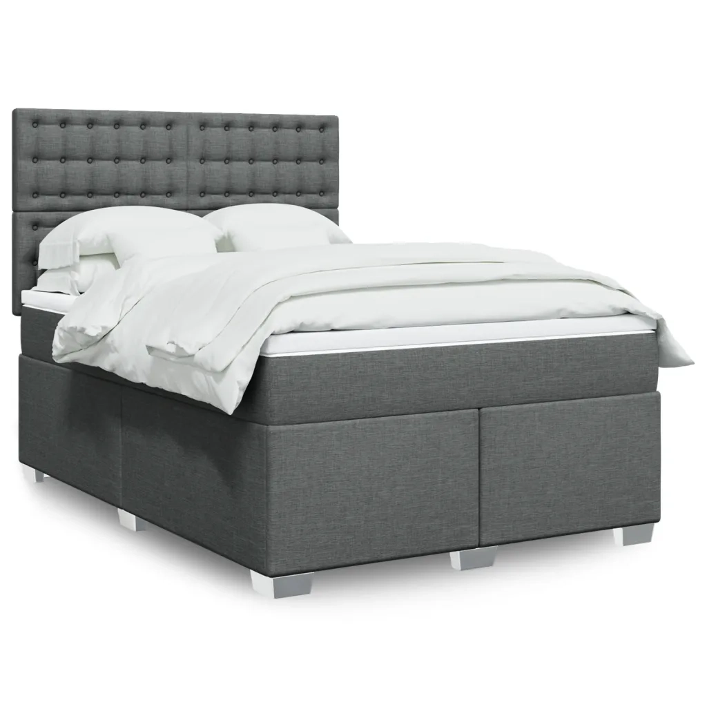 Giroletto a Molle con Materasso Grigio Scuro 140x200cm Tessuto 3290526