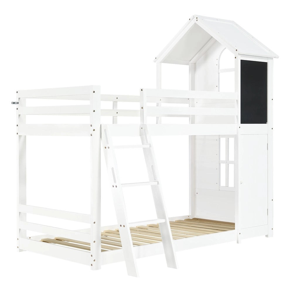 Letto a Castello per Bambini in Pino ¨C MINIMAL ¨C Bianco 90x200cm