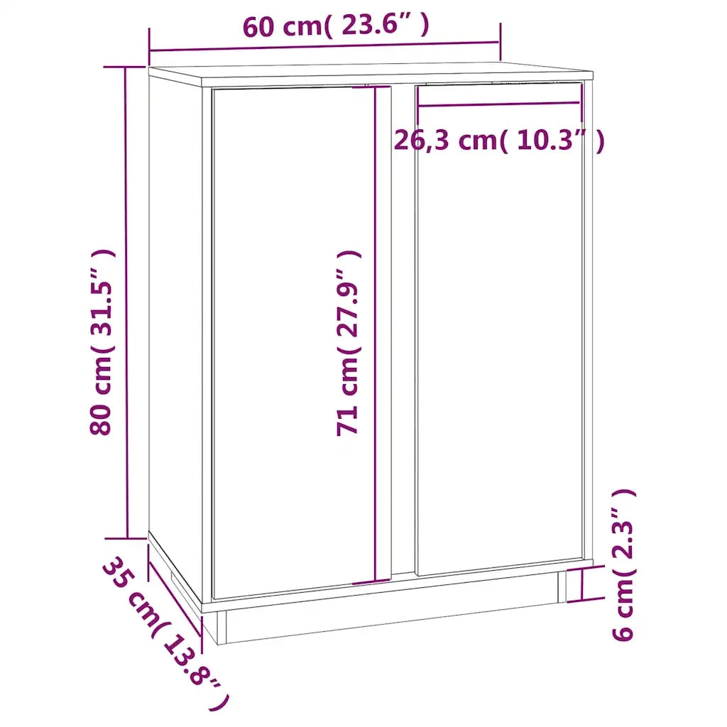 Credenza | Madia | Buffet da pranzo | Armadio da pranzo Nera 60x35x80 cm in Legno Massello di Pino