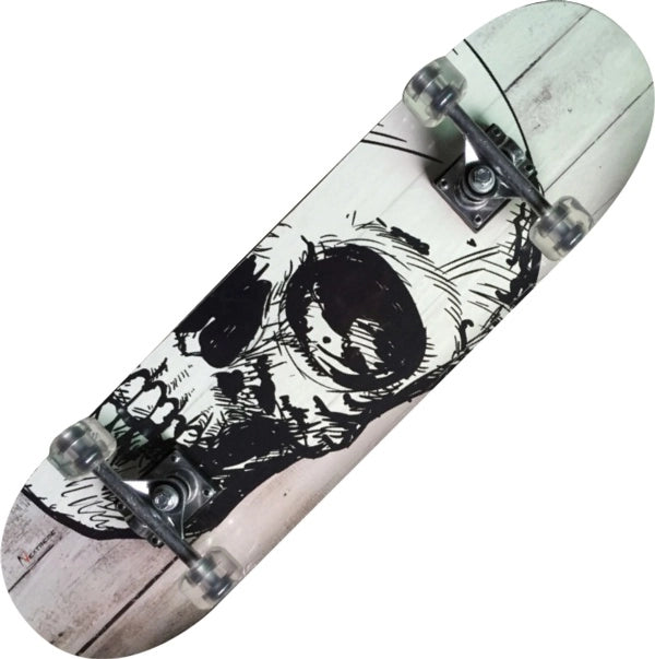 Skateboard Tribe Pro White Skull ? Tavola in Acero 9 Strati con Truck in Alluminio
