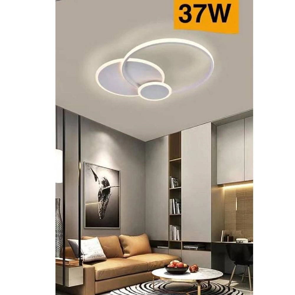 Trade Shop - Plafoniera Led Design Moderno 3 Cerchi 37 Watt Luce Fredda Naturale Calda C32 -
