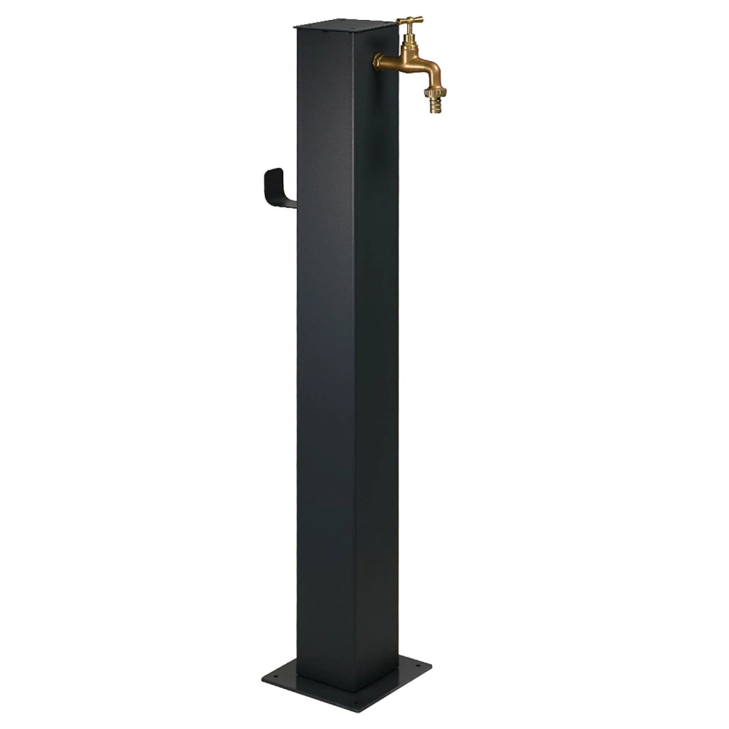 Fontana da Giardino Design a Colonna Quadrata Rubinetto in Ottone e Base 5 mm Antracite