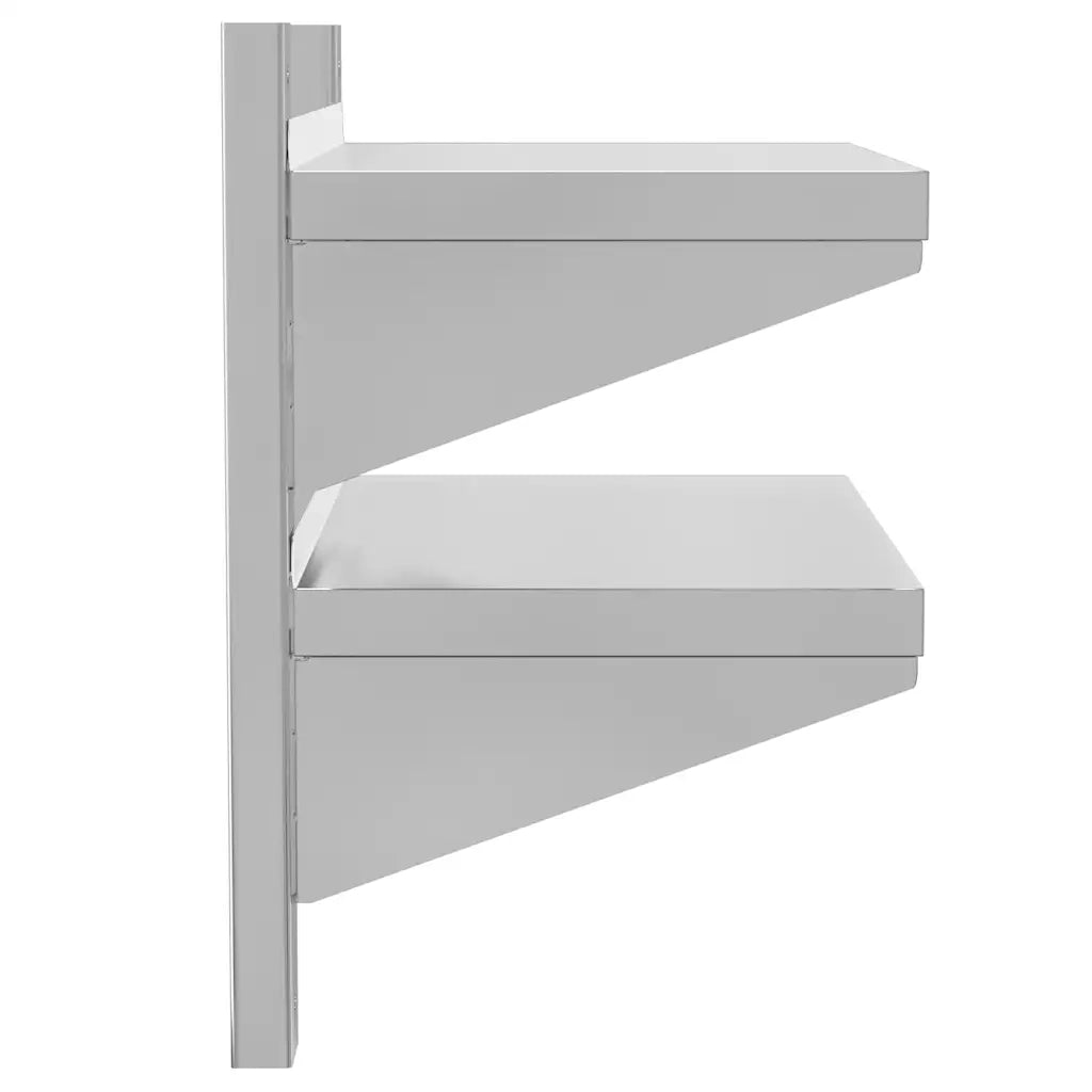 Mensola Muro 2 Ripiani 50x30x48 cm Argento Acciaio Inossidabile 30316